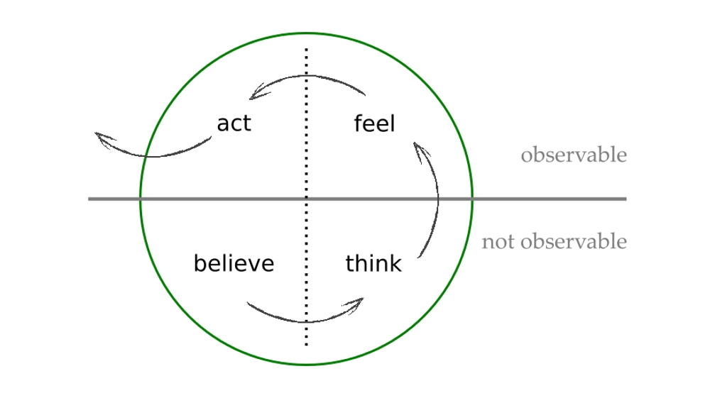 believe - think - feel - act